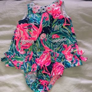 Lilly Pulitzer flamingo print 3-6 months.